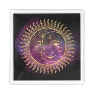 Purple Celestial Sun and Moon Acrylic Tray