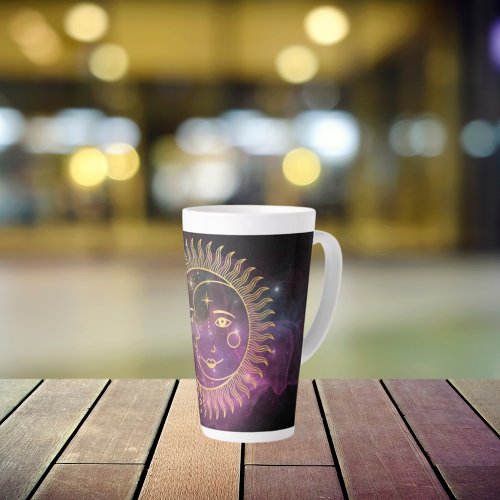 Purple Celestial Sun and Moon  Latte Mug