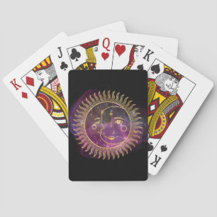 Purple Celestial Sun and Moon Poker Cards