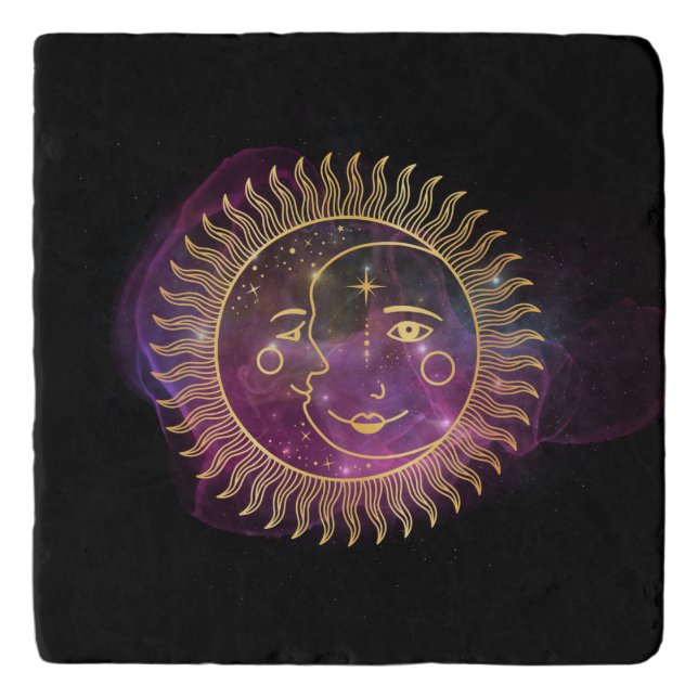 Purple Celestial Sun and Moon  Trivet (Front)