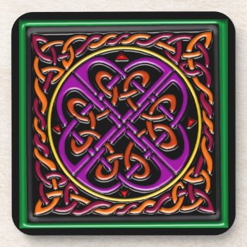Purple Celtic Ceramic Square Drink Coaster by YANKAdesigns at Zazzle