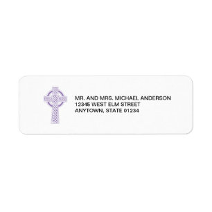 Purple Celtic Cross Label