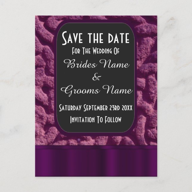 Purple celtic knot save the date announcement postcard (Front)