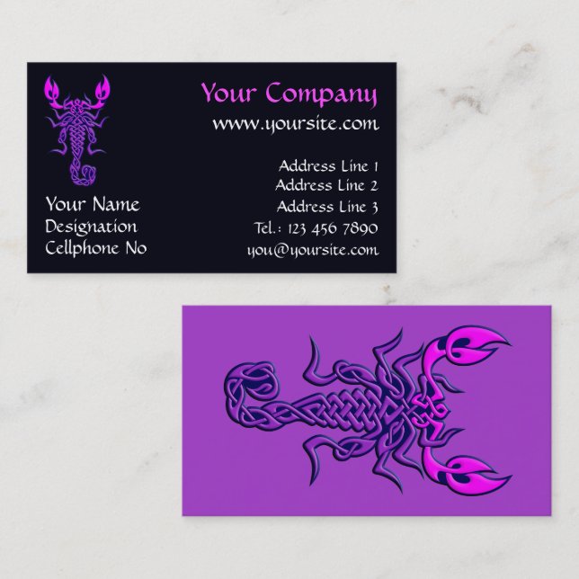 Purple Celtic Knot Scorpion Business Card (Front/Back)