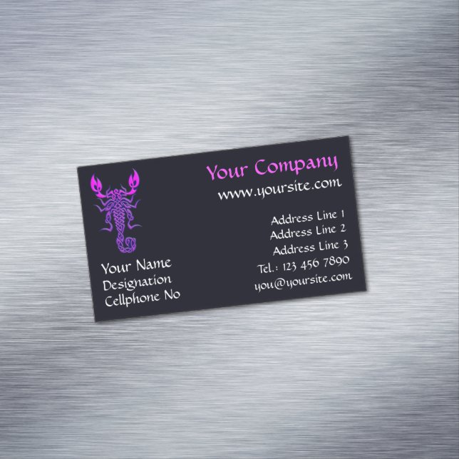 Purple Celtic Knot Scorpion Business Card Magnet (In Situ)