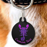 Purple Celtic Knot Scorpion Pet ID Tag<br><div class="desc">Scorpion Icon. Purple icon inspired by celtic knot design. Custom background color. Custom text on both sides.</div>