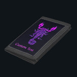 Purple Celtic Knot Scorpion Trifold Wallet<br><div class="desc">Scorpion Icon. Purple icon inspired by celtic knot design. Custom background color. Custom text.</div>