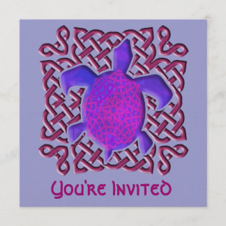 Purple Celtic Knot Turtle Invitations