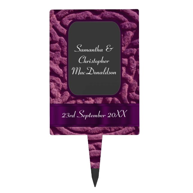 Purple celtic knot wedding cake topper (Front)