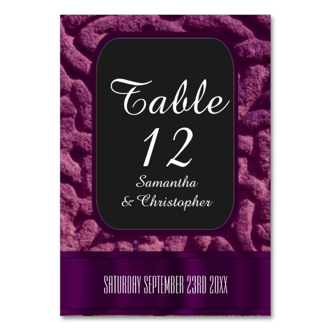 Purple celtic knot wedding table number (Front)