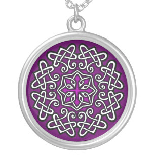 Purple Celtic Knotwork Sterling Silver Necklace