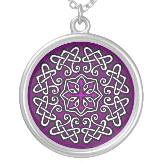 Purple Celtic Knotwork Sterling Silver Necklace