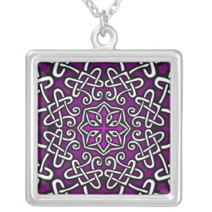 Purple Celtic Knotwork Sterling Silver Necklace