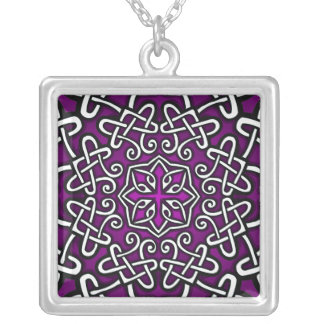 Purple Celtic Knotwork Sterling Silver Necklace