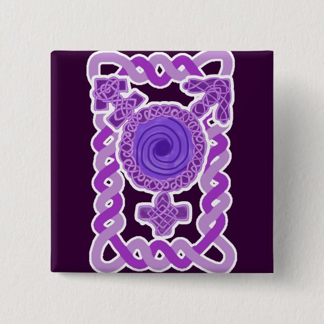 Purple Celtic Knotwork Transgender Symbol Pinback Button (Front)