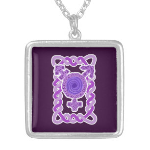 Purple Celtic Knotwork Transgender Symbol Silver Plated Necklace