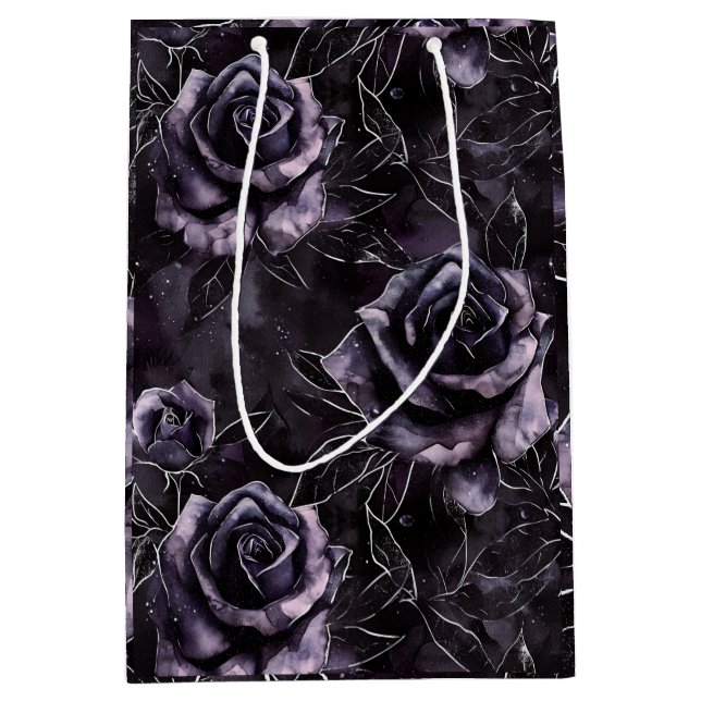 Purple Cemetery Roses Gothic Occult Medium Gift Bag (Front)