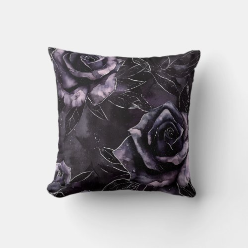 Purple Cemetery Roses Gothic Occult Throw Pillow