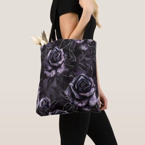 Purple Cemetery Roses Gothic Occult Tote Bag