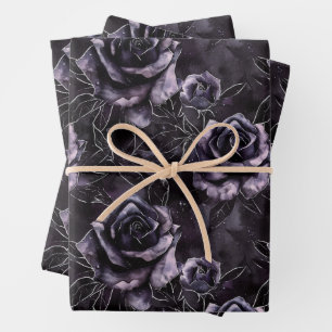 Purple Cemetery Roses Gothic Occult Wrapping Paper Sheets