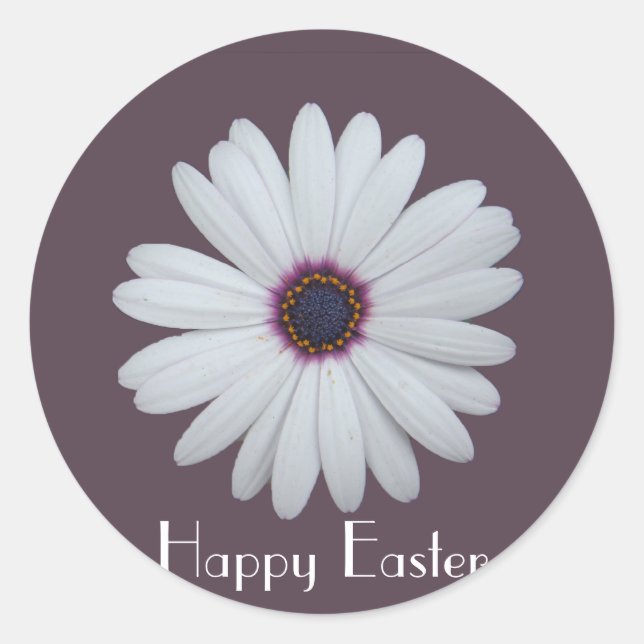 Purple Centered Daisy Classic Round Sticker (Front)