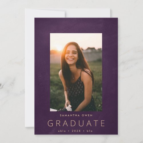  Purple Chalk Border Modern Photo University Grad Announcement