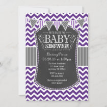 Purple Chalkboard Chevron Baby Shower Invite