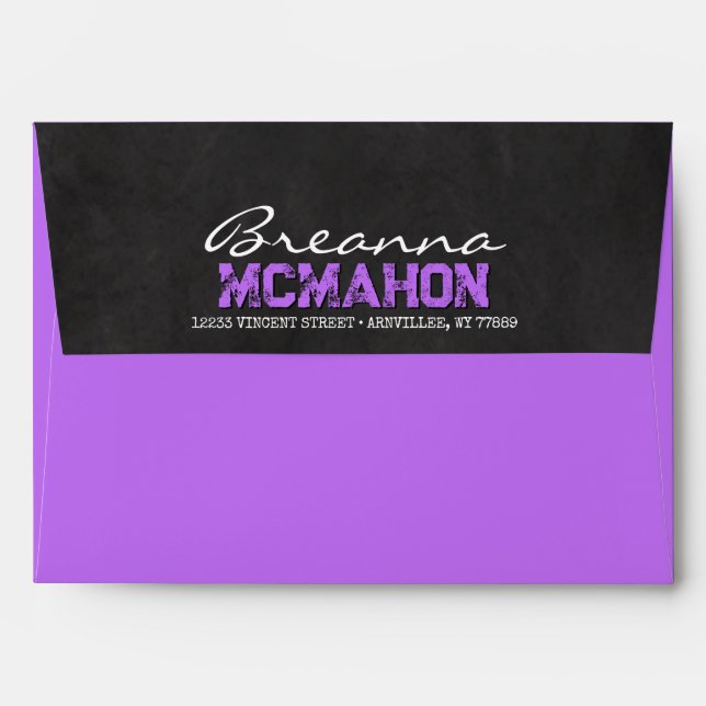 Purple Chalkboard Graduation Envelopes (Back (Top Flap))
