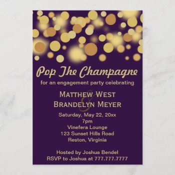 Purple Champagne Bubbles Engagement Party Invitation by bridalwedding at Zazzle