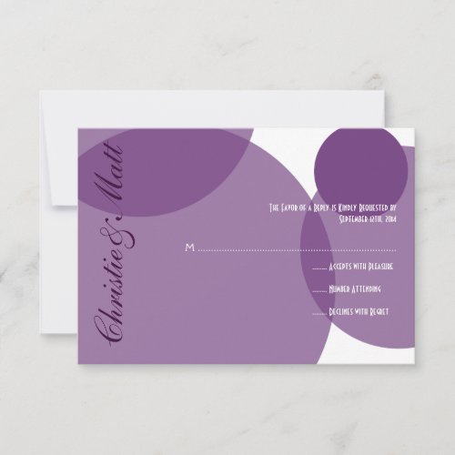 Purple Champagne Bubbles Modern Wedding RSVP