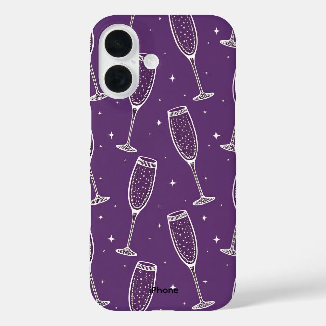 Purple Champagne Night iPhone 16 Case (Back)