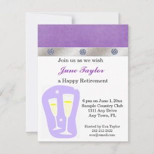 Purple Champagne Retirement Party Invitation
