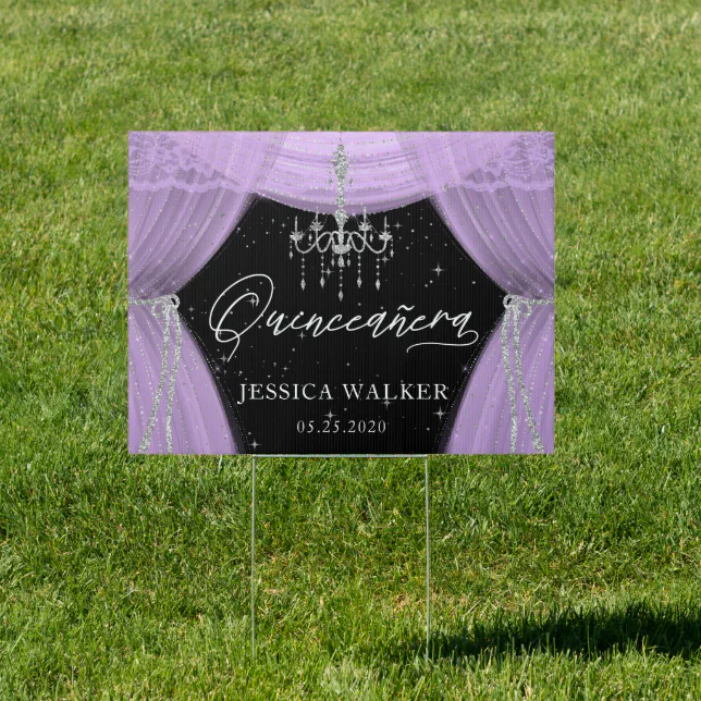 purple chandelier Quinceanera Yard Sign Zazzle