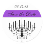 Purple Chandelier Save the Date Stickers