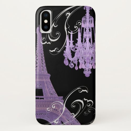 purple Chandelier Wanderlust paris eiffel tower iPhone X Case