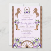 Purple Charra Quinceanera Floral Rustic Western Invitation (Front)