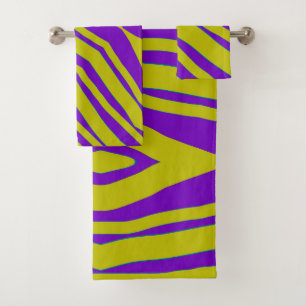 Purple Chartreuse Stripe 3 Piece Bath Towel Set