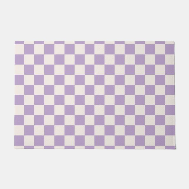 Purple Check, Checkerboard Pattern, Checkered Doormat (Front)