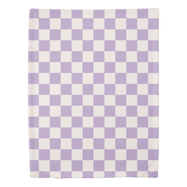 Purple Check, Checkerboard Pattern, Checkered Duvet Cover (Front)