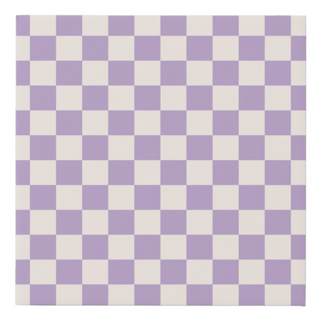 Purple Check, Checkerboard Pattern, Checkered Faux Canvas Print (Front)