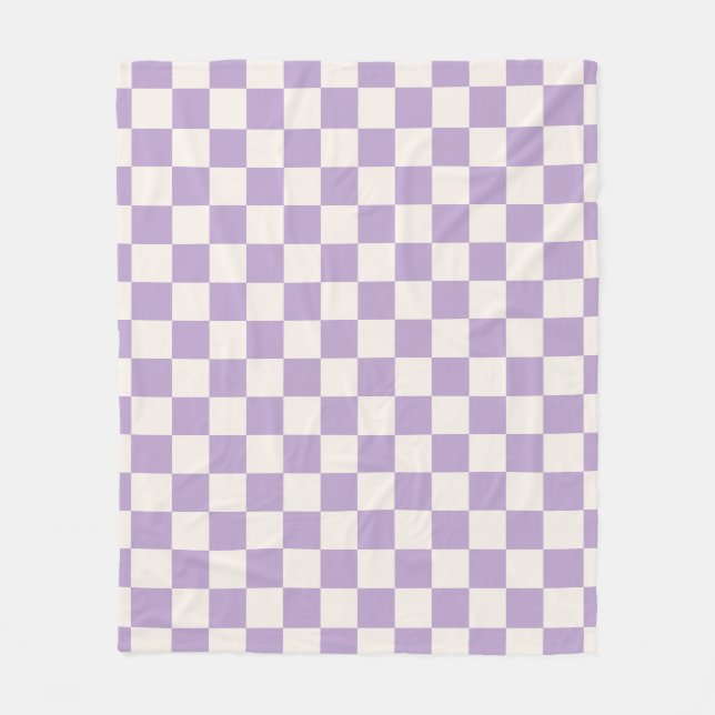 Purple Check, Checkerboard Pattern, Checkered Fleece Blanket (Front)