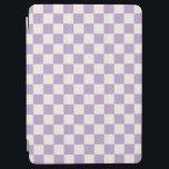 Purple Check, Checkerboard Pattern, Checkered iPad Air Cover<br><div class="desc">Checkered Pattern – purple and cream white checkerboard.</div>