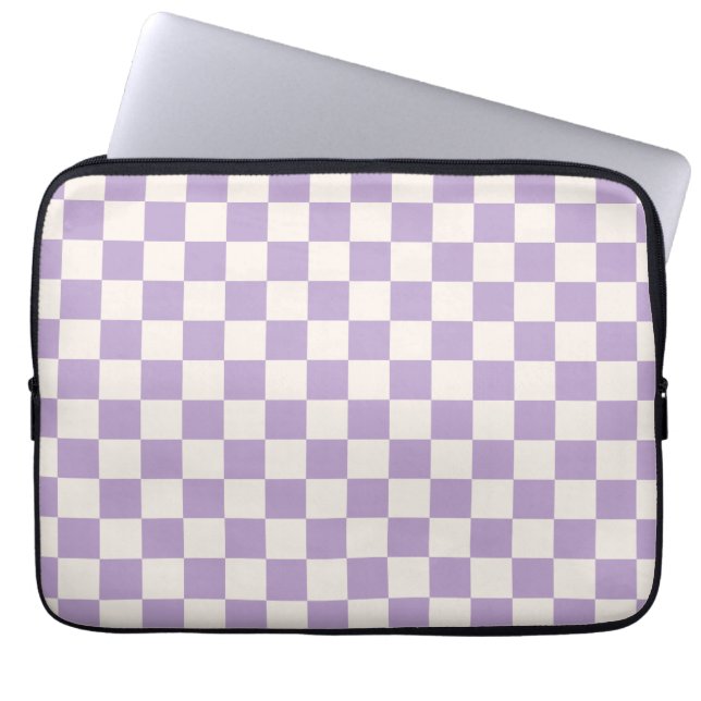 Purple Check, Checkerboard Pattern, Checkered Laptop Sleeve (Front)