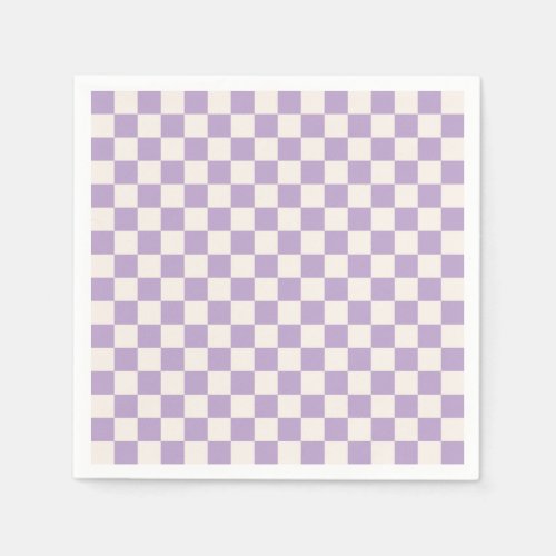 Purple Check Checkerboard Pattern Checkered Napkins