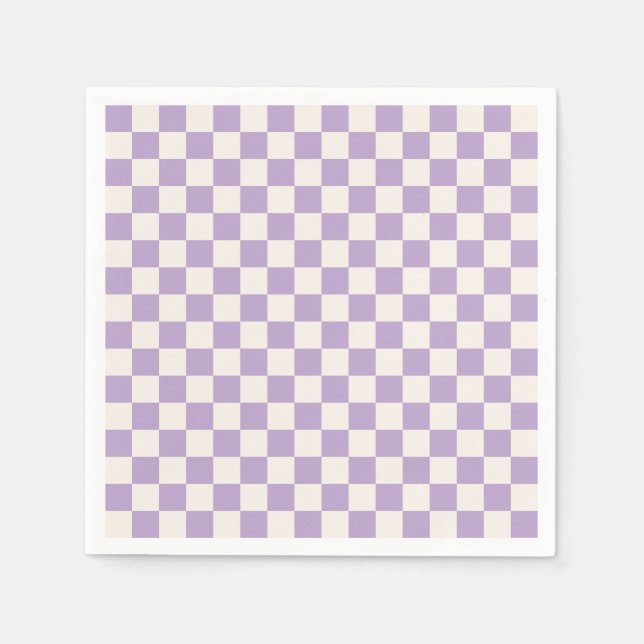 Purple Check, Checkerboard Pattern, Checkered Napkins (Front)