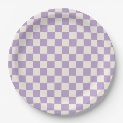 Purple Check Checkerboard Pattern Checkered Paper Plates