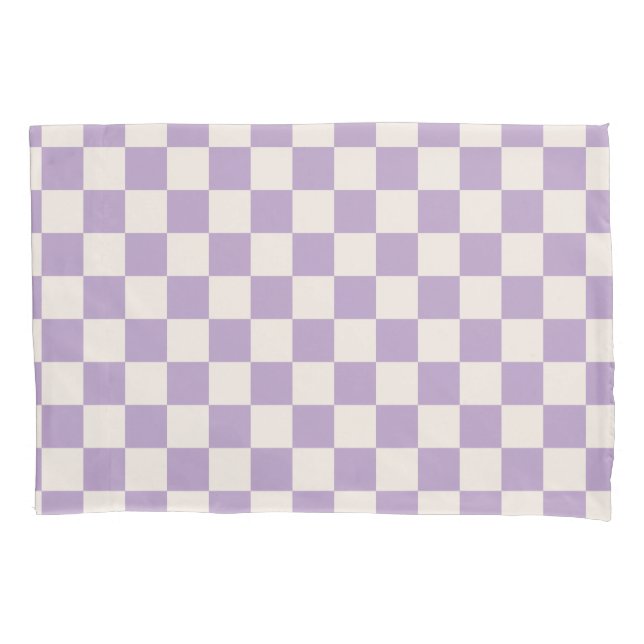 Purple Check, Checkerboard Pattern, Checkered Pillow Case (Front)