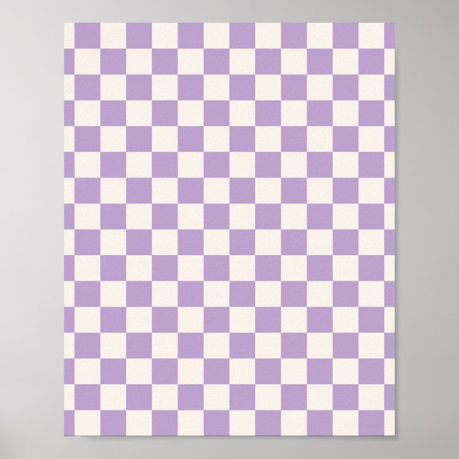 Purple Check, Checkerboard Pattern, Checkered Poster (Front)