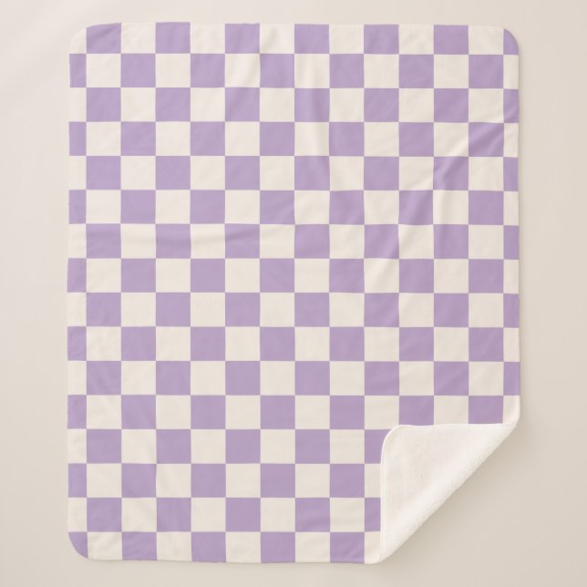 Purple Check, Checkerboard Pattern, Checkered Sherpa Blanket (Front)