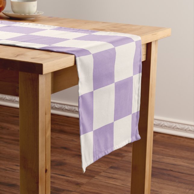 Purple Check, Checkerboard Pattern, Checkered Short Table Runner (In Situ)